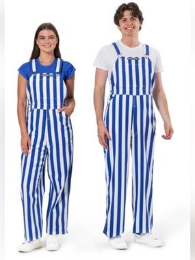 Game Bibs Overalls Blue and White